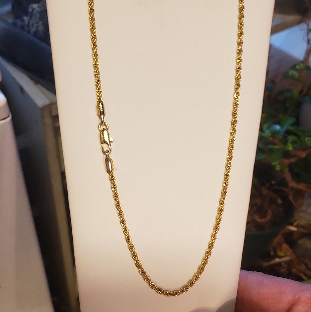 14K YG 24"INCH VERMEIL ROPE CHAIN NECKLACE